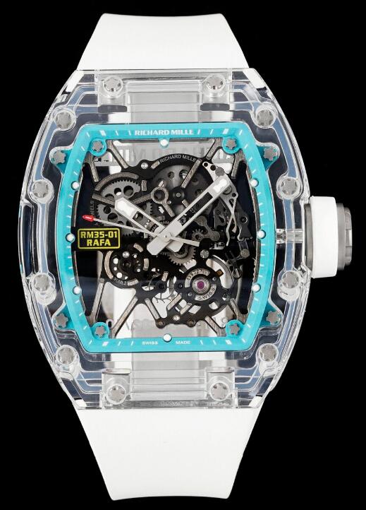 Review Fake Richard Mille RM35-01 Rafael Nadal Tourbillon Sapphire Blue Watch - Click Image to Close